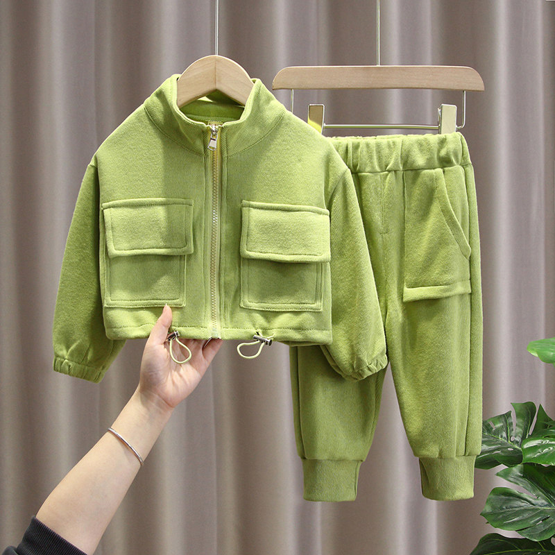 Girl's spring clothing suit 2022 new foreign spring trendy childlike children's baby girl sportswear suit two sets