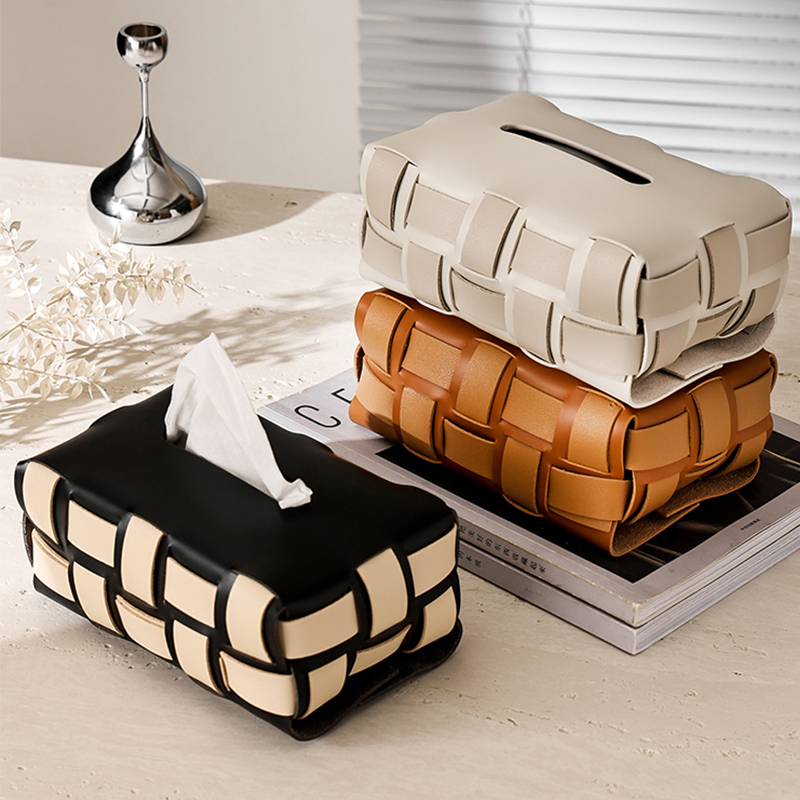 High-end light and luxurious tissue box woven cortical table living room pumping paper box Home containing box Advanced grazed hand paper box-Taobao