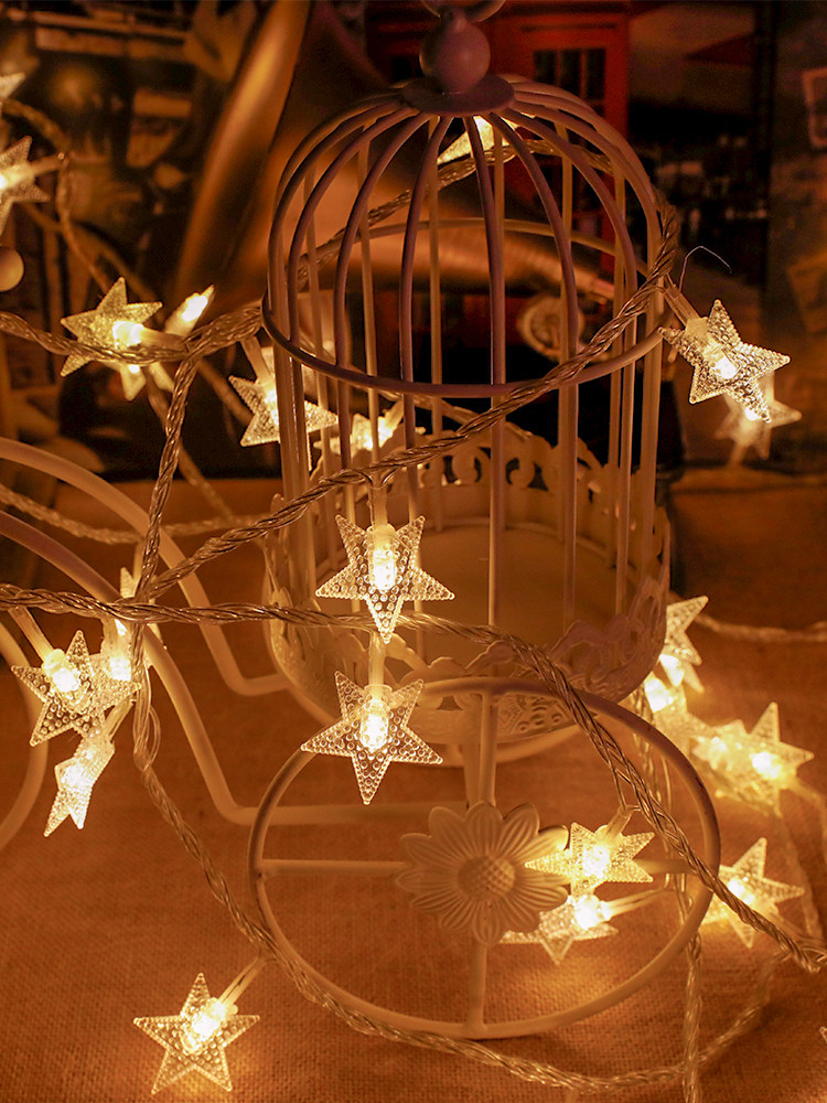 Star lamp usb battery room dormitory bed curtain lamp string lower bunk bedroom bed bed colored lights upper bunk decorations