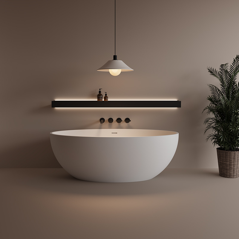 Oval One-Piece Freestanding Single/Double Hotel and Homestay Trendy Adult Artificial Stone Skin-Feel Bathtub in Various Sizes, Black and White Oval One-Piece Freestanding Single/Double Hotel and Homestay Trendy Adult Artificial Stone Skin-Feel Bathtub in Various Sizes, Black and White