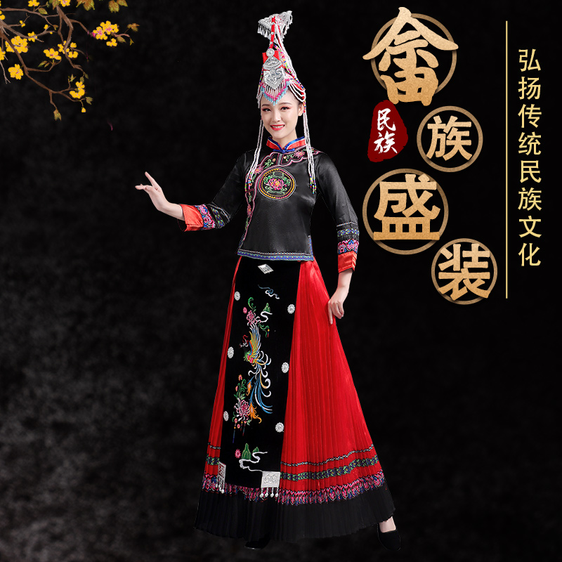 彼女は少数民族の服大人女性の新しい結婚式の刺繍伝統的なフェニックスの王冠の服高級パフォーマンス服旅行写真