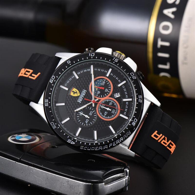 Ferrari Car Six-Pin Full-Function Chronograph Rubber Strap Men's Ferrari Brand Casual Running Second Chronograph Watch Ferrari Car Six-Pin Full-Function Chronograph Rubber Strap Men's Ferrari Brand Casual Running Second Chronograph Watch