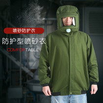 Canvas Sandblasting Suit Beats Sand Coat Spray Sand Coat Anti-Sand Hat Anti-Sandblouse Blouse Blouse Sandblast Cap Armée Green Workwear