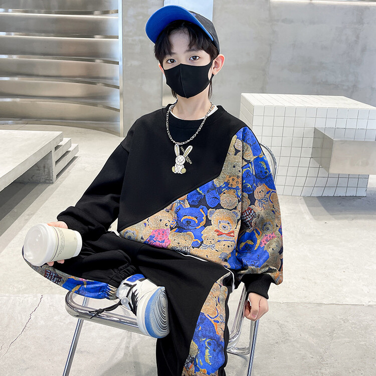 Children's clothing autumn clothes boys' clothing suit Spring-autumn-style net red fried street 2023 autumn new wave boy sportswear-Taobao