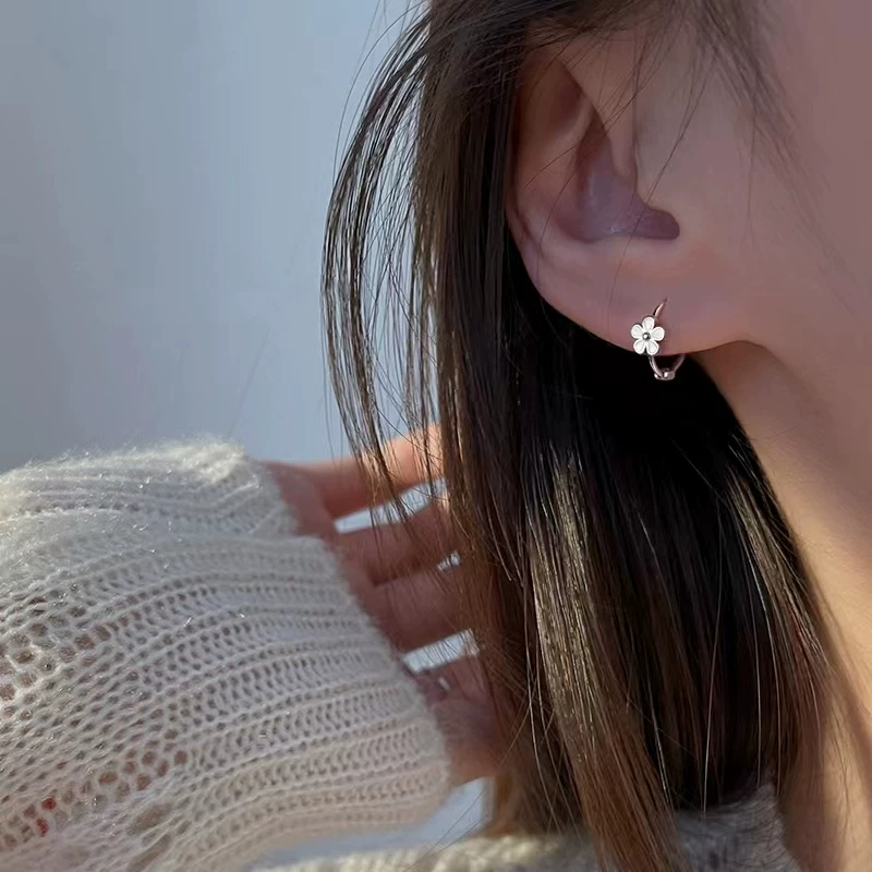Small design summer cute fresh earrings, silver 925 sample, flowered