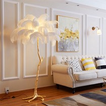 Nordic Luxury Ostrich Feather Floor Lamp Resin Brass Gold Mo
