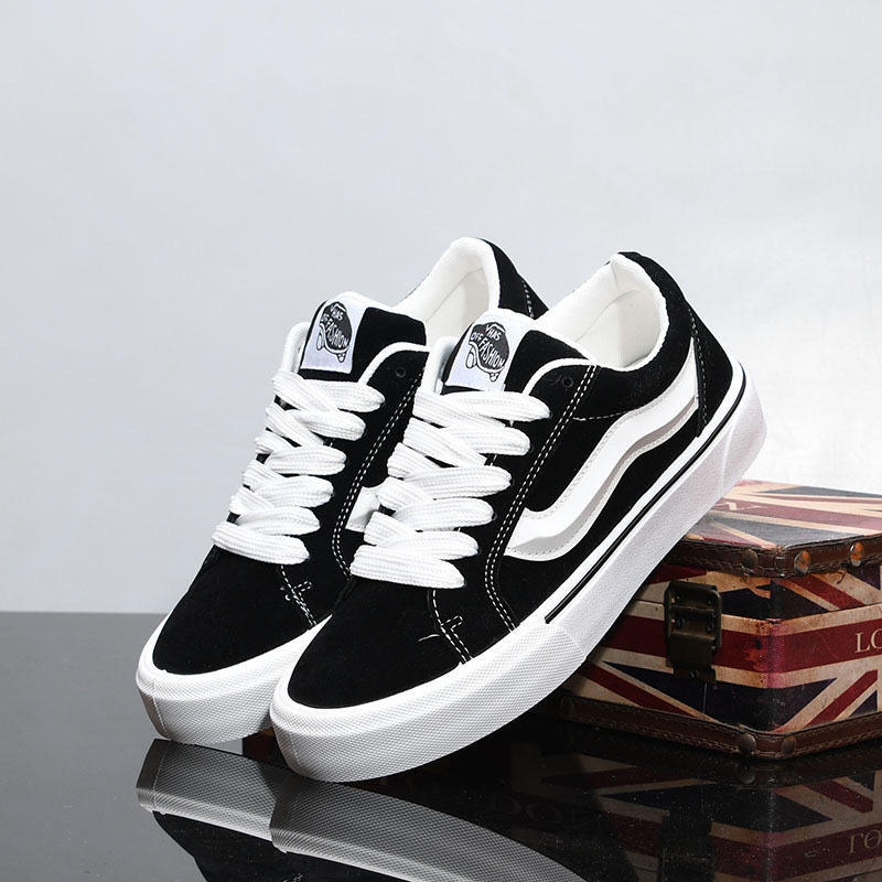 Vans Black Shoes Men's New Skate Shoes American High Street Style Loafers Men's Couple Trendy Casual Shoes