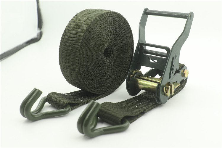 1.5 inch double hook cargo binding belt tensioner retainer step by step tightening rope tensioner army green 3.8cm thick belt