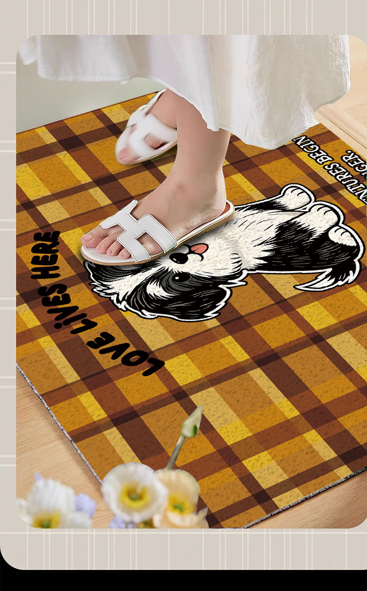 Cartoon Puppy Silk Loop Floor Mat for Entryway, Dust-Removing Mat, Scratch-Resistant and Wear-Resistant Door Mat, Multifunctional Entrance Door Mat
