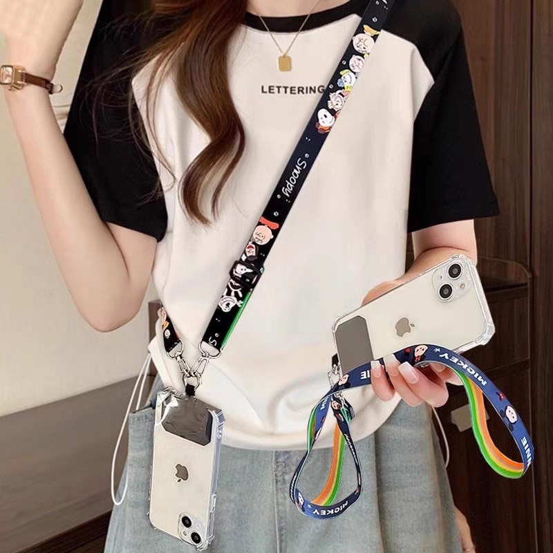 Mobile Phone Lanyard, Cross-Body Wearable Neck Strap, Anti-Lost, Durable, Cartoon Pendant, Multi-Functional Clip-On Phone Strap