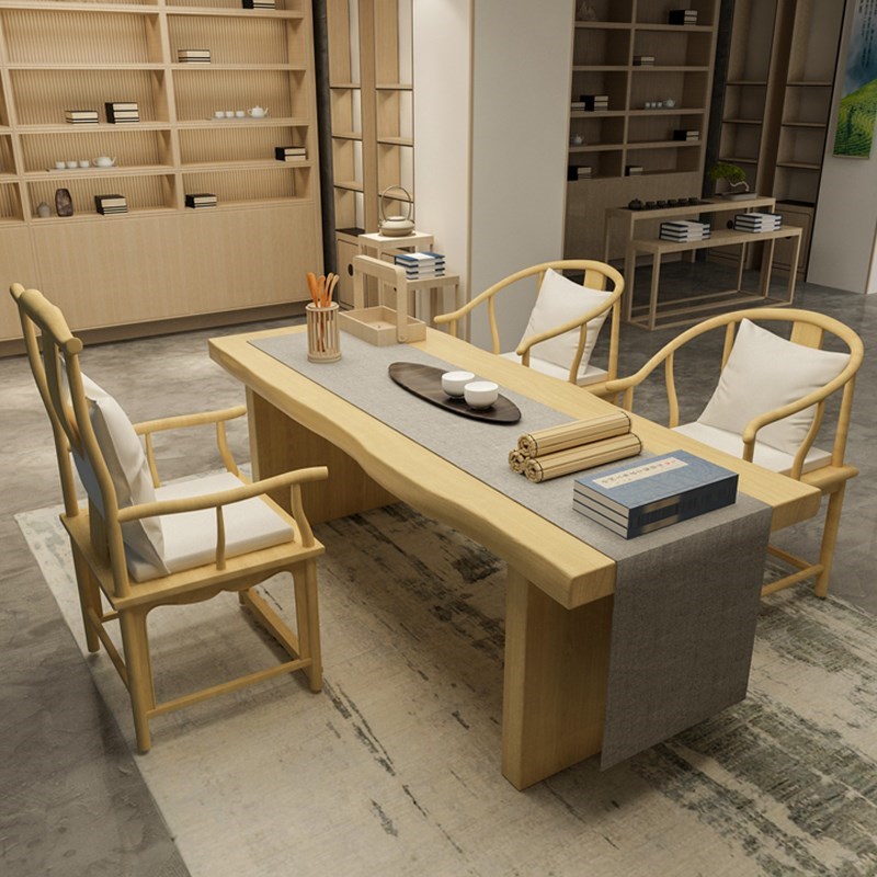 New Chinese-style solid wood tea table and chair combination is now living room large board tea table simple tea table tea table drinking tea kung fu Zen