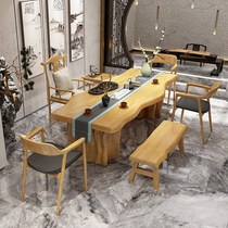 New Chinese-style tea Zen tea few solid wooden kung fu tea table and chair combined log office table tea table bench