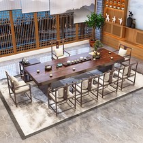 High-end log board Modern Zen Kung Fu Tea Several Set of Bubble Tea Stage New Chinese Solid Wood Tea Table and Chair Combination