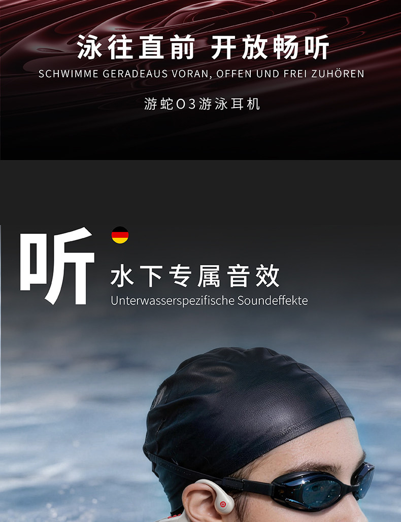 Knochenleitungs-Schwimm-Bluetooth-Kopfhörer 2026 Modell, Ohrbügel-Design, wasserdicht, professionell, für Unterwassersport und Laufen
