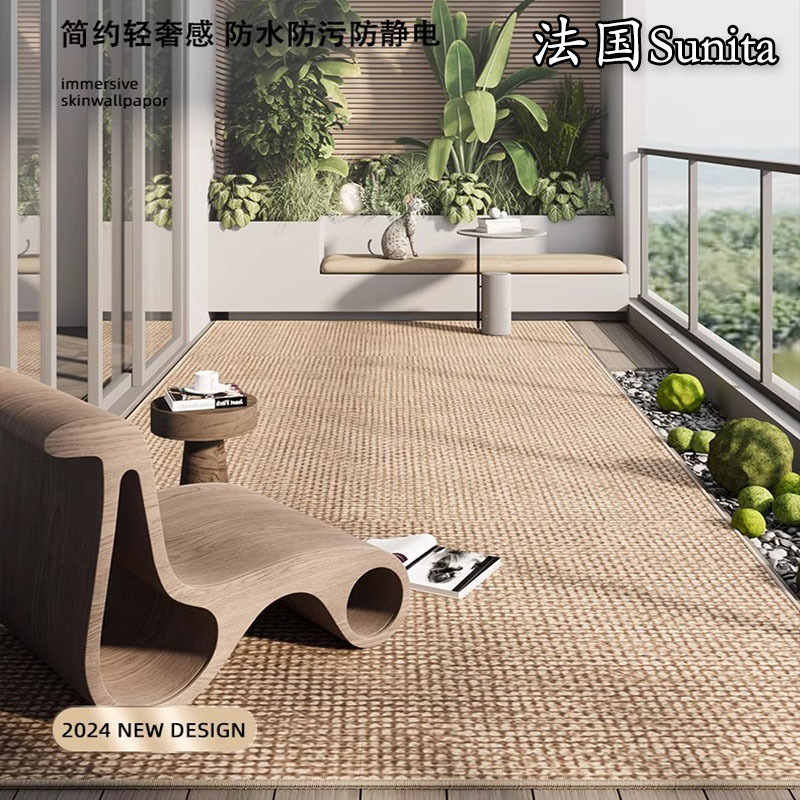 French Sunita Balcony Floor Mat Is Waterproof, Sun-Proof, Non-Slip, Anti-Fouling, Can Be Cut, Moisture-Proof, No-Wash, Large Area Carpet
