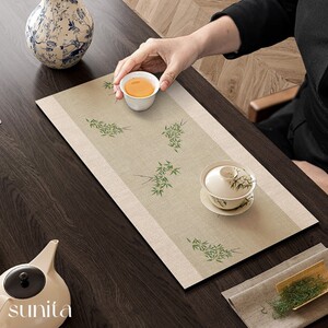 French Draining Mat Tea Mat New Chinese Style Absorbent Tea Mat Tea Table Mat Cloth Tea Table Runner Diatomaceous Earth Tablecloth