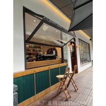 Internet celebrity upper and lower folding windows milk tea shop coffee shop clothing store folding windows open kitchen pull-up aluminum alloy windows