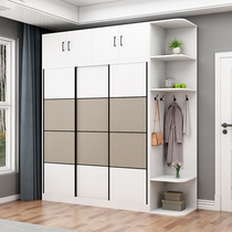Wardrobe sliding door Modern simple solid wood household bedroom large wardrobe assembly simple storage locker Economical