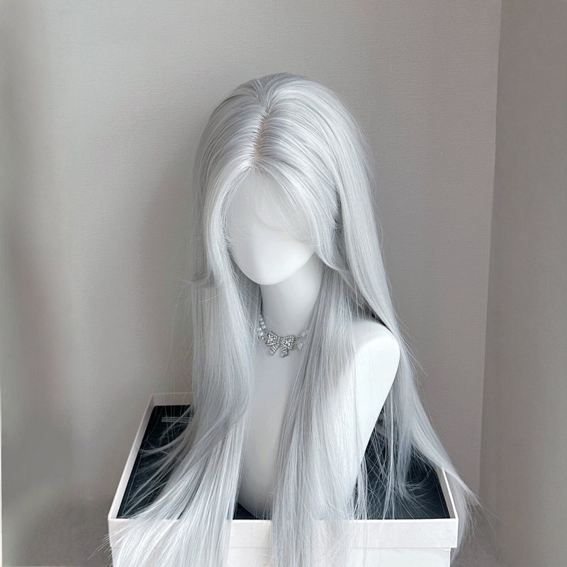 【Dawn Star】Silver-Haired Hot Girl with Silver-White Hair, Middle-Parted Long Straight Hair, Full Head Wig with a Sense of Atmosphere, Versatile for Cosplay 【Dawn Star】Silver-Haired Hot Girl with Silver-White Hair, Middle-Parted Long Straight Hair, Full Head Wig with a Sense of Atmosphere, Versatile for Cosplay