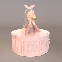 Ashtray Nordic light luxury ins wind cute girl ashtray home living room creative personality trend with cover