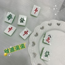 Self-made simulation mahjong hairpin headdress red fortune hairpin fun funny side clip cute hair accessory bangs clip