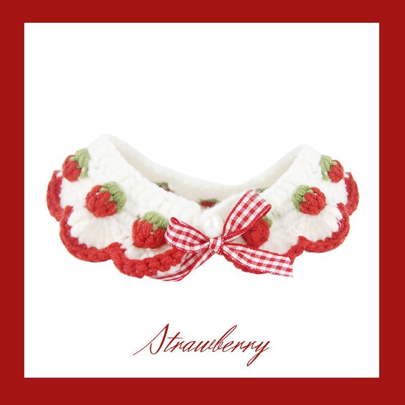 Cat scarf diy ornament collar hand woven material bag strawberry scarf cute blue cat English short teddy