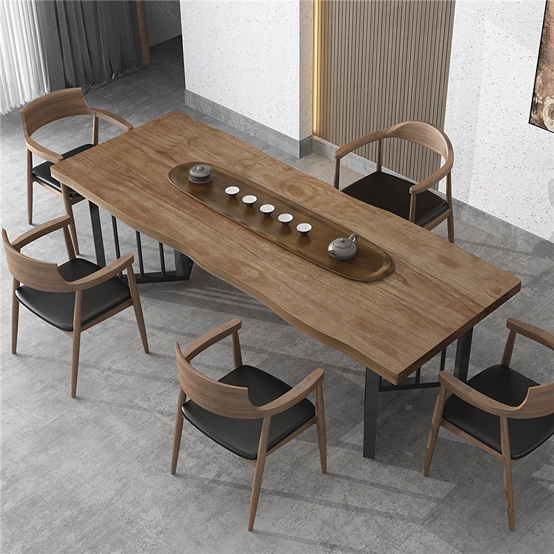Nordic tea table New Chinese solid wood tea table and chairs Combined modern minimalist office tea table Home Easy bubble tea table