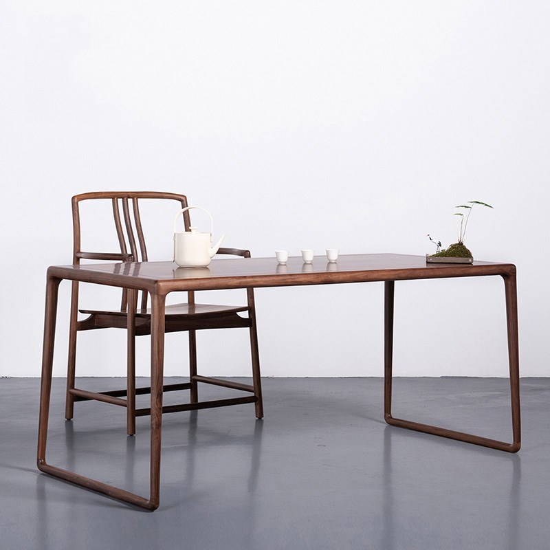 Walnut new Chinese tea table and chair combination simple Zen all solid wood home B&B balcony Kung Fu small coffee table