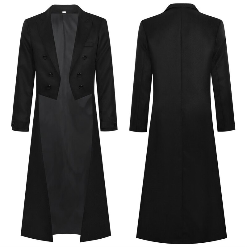 Halloween Men's Gothic Style Tailcoat Steampunk Victorian Retro Long Trench Coat Trendy Halloween Men's Gothic Style Tailcoat Steampunk Victorian Retro Long Trench Coat Trendy
