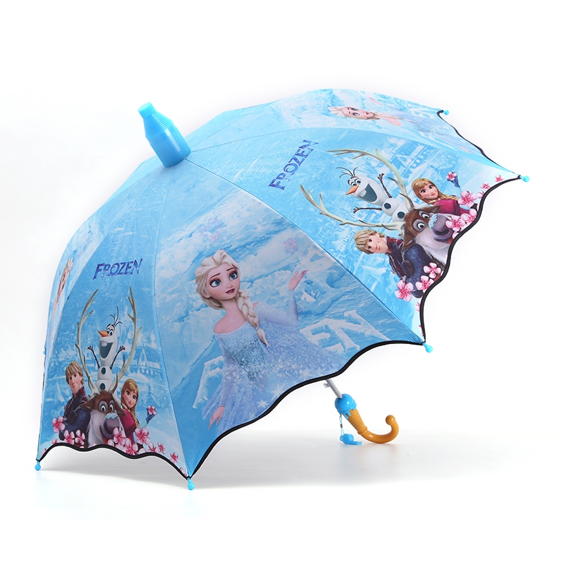Ice Cream Semi-Automatic Children's Umbrella Elsa Princess Internet Celebrity Lightweight with Waterproof Cover Whistle Dual-Use for Sun and Rain