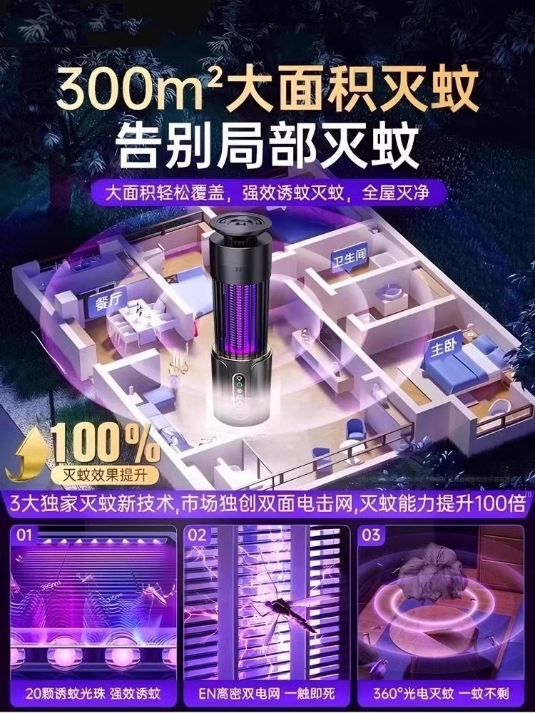 Mosquito Killer Lamp 2025 New Model Bedroom Mosquito Trap Electric Shock Mosquito Killer Household Mosquito Repellent Device Indoor for Infants and Pregnant Women