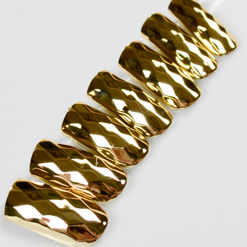 Replenish the Arrival!! European and American Style Metal Nails Gold Diamond-Shaped Long Super Flash Party Fake Nail Patches 24 Pieces