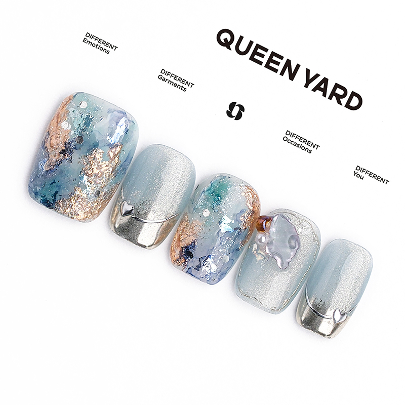 【Raindrop Bubble】Queenyard French Cool Cat Eye Fine Glitter Nail Art 2026 Brightening Wearable Nails 【Raindrop Bubble】Queenyard French Cool Cat Eye Fine Glitter Nail Art 2026 Brightening Wearable Nails