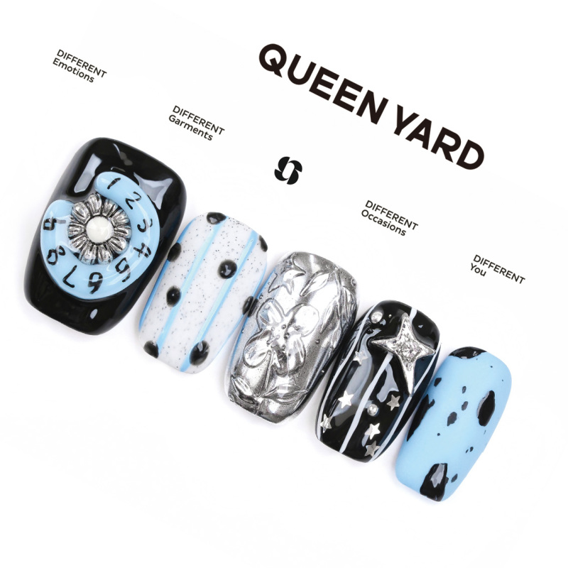 [Star Chart Roaming] Queenyard Artist's Cool and Stylish Whitening Manicure 2026 Style Handmade Wearable Nails