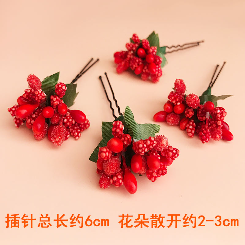 Cô dâu vương miện 2018 mới Hàn Quốc Sen siêu tiên làm tóc hoa đỏ thắt nút cưới toast phụ kiện quần áo - Phụ kiện tóc cây trâm cài tóc
