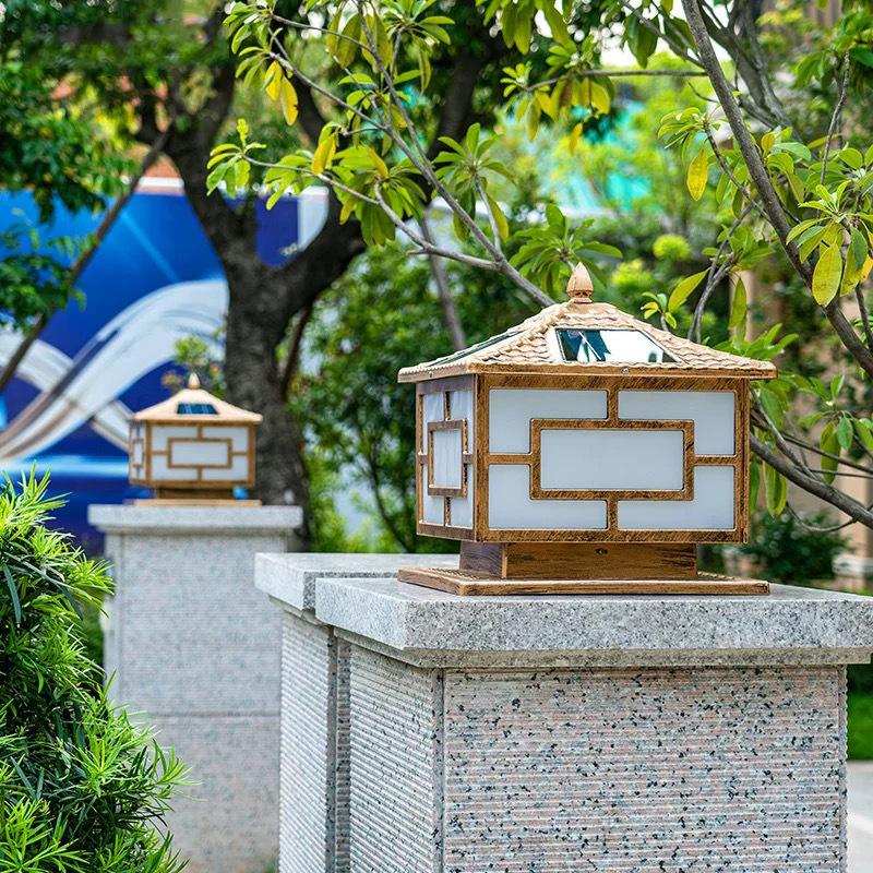 Waterproof Lamp Courtyard Wall Outdoor Solar column head outdoor retro landscape New Chinese new style Villa Head-Taobao