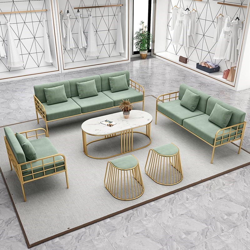 Nordic light luxury clothing bridal shop sofa chair hairdressing shop rest area Internet celebrity style reception wrought iron small sofa