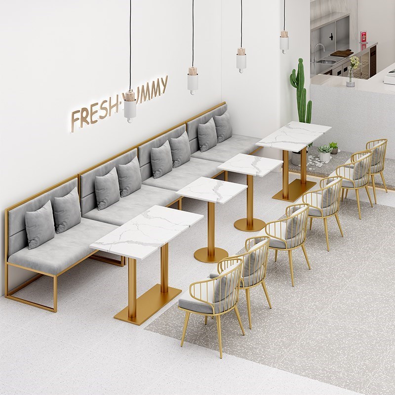 Sofa net red style wrought iron custom milk tea shop tables and chairs custom wall card seat sofa dining room