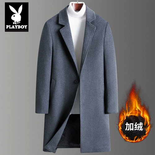Playboy, длинное шерстяное пальто, осенняя зимняя шерстяная куртка, средней длины