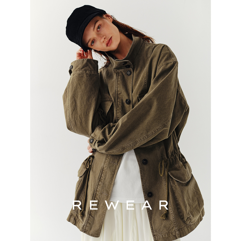 Rewear/Xinjiang Cotton Raw Yarn, Linen-Like Texture, Pre-Washed, 3D Pocket Workwear Jacket 11459