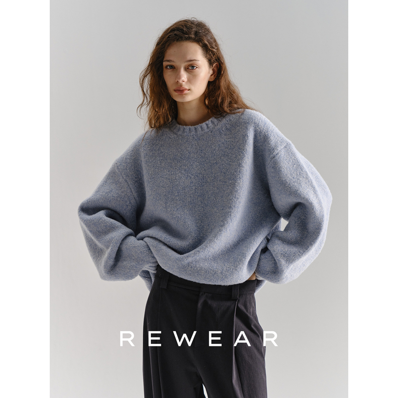 Rewear/Fashionable and Casual, Heavy Textured Wool Soft and Cozy Round Neck Knit Sweater Loop Yarn Sweater 16006 Rewear/Fashionable and Casual, Heavy Textured Wool Soft and Cozy Round Neck Knit Sweater Loop Yarn Sweater 16006