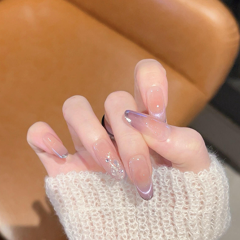 Summer Fairy Purple Fairy Temperament Gentle Amethyst Cat's Eye Purely Handmade Wearable Nails High-End Finished Fake Nail Stickers Summer Fairy Purple Fairy Temperament Gentle Amethyst Cat's Eye Purely Handmade Wearable Nails High-End Finished Fake Nail Stickers