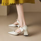 TATALORY versatile handmade one-length belt bow bag sandals for women thick heel pointed toe bag hollow single shoes for women