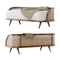 Neo-classical minimalist living room solid wood rattan sofa combination modern Chinese style homestay club model room rattan art sofa