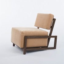 Nordic modern minimal solid wood casual chair New Chinese style accommodation club Single sofa cloth chair