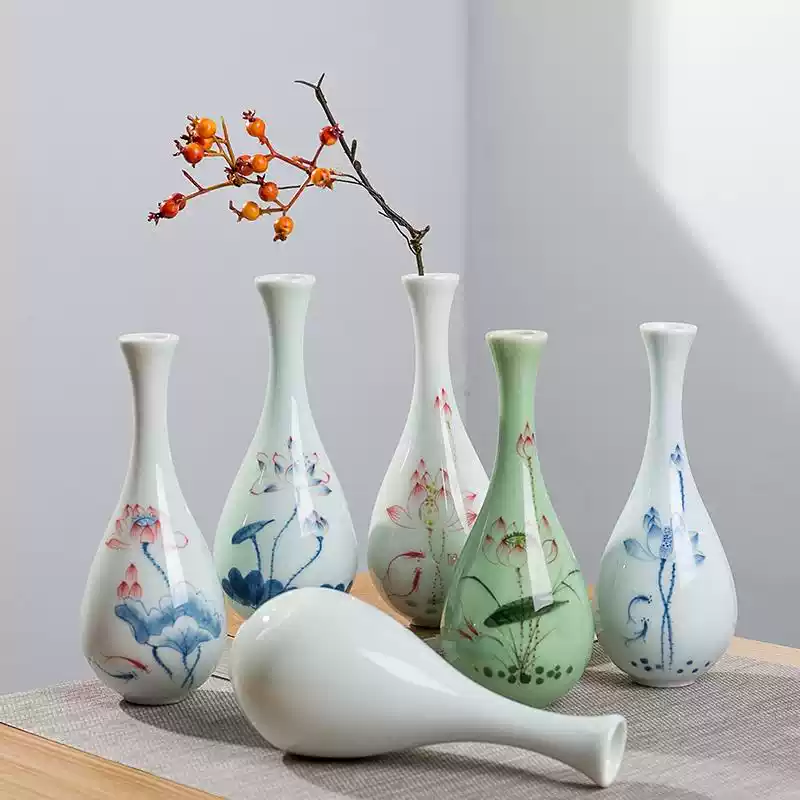 玉净瓶茶道插花器佛堂用品德化白瓷陶瓷小花瓶观音瓶供佛禅意花瓶-淘宝