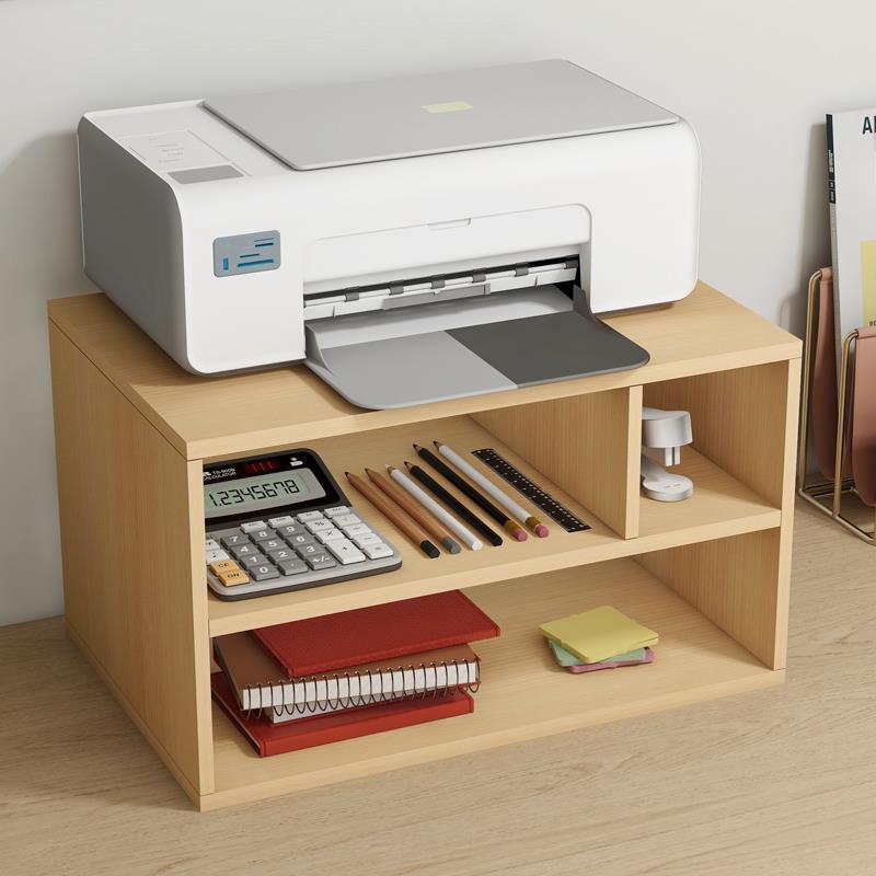 Desktop Printer Storage Rack Small I-Shaped Double-Layer Wooden Office Desk Copier Riser Organizer Storage Rack
