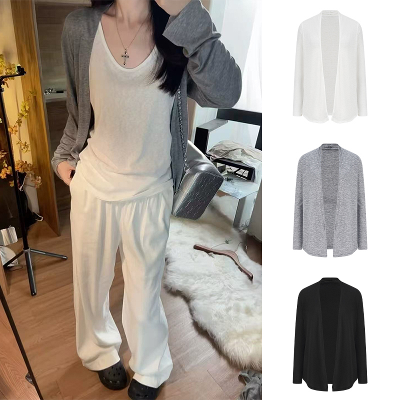 Mosesqueen Tencel Cardigan for Women, Spring and Summer, Lazy Style, Sun Protection, Thin Jacket, Old Man Vest