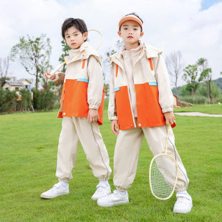 幼儿园园服秋冬季冲锋衣三件套小学生校服春秋款套装儿童运动班服