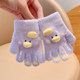 Children's winter gloves for girls, plus velvet to keep warm, cute cartoon five-fingered children, baby students, divided fingers 2024 new style